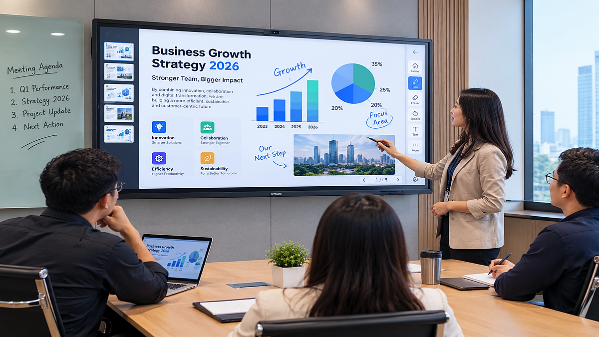 Meeting Hybrid Efisien dengan Interactive Flat Panel Korporat