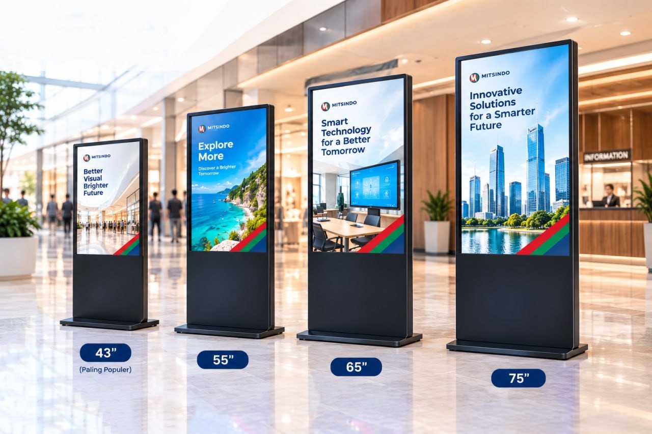 Line-up Lengkap Standing Kiosk Digital Signage Mitsindo 43 hingga 75 Inch